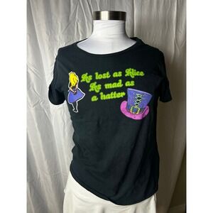 Vintage Disney Alice in Wonderland Mad Hatter Graphic Tee Black